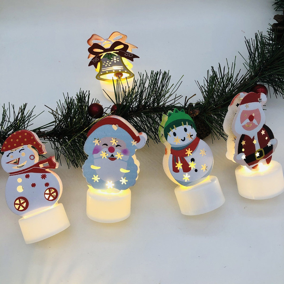 Yeouu | Electronic LED Christmas Candle Lamps - Set of 10 – Adorable Santa, Snowman & Tree Night Lights for Festive Home, Party, & Garden Décor