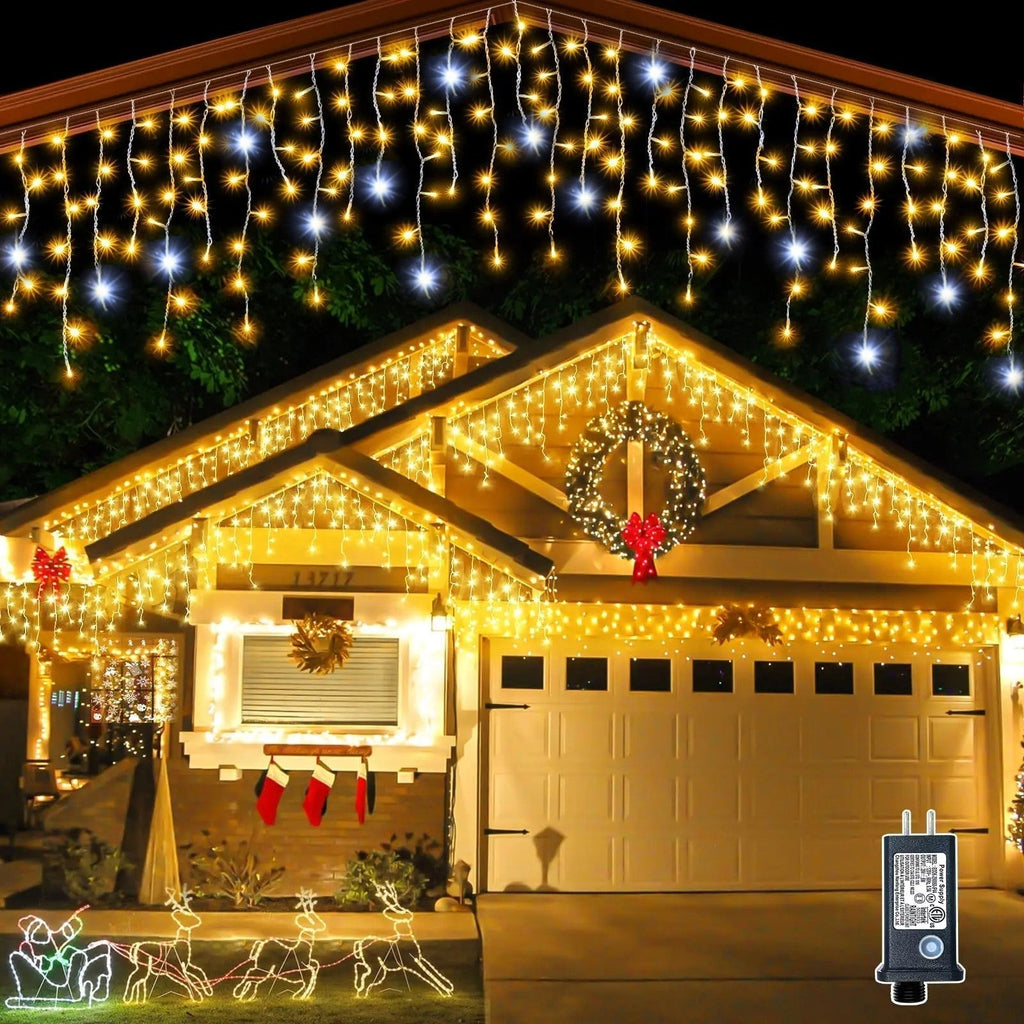 Yeouu | Fairy Lights Outdoor Icicle LED Christmas Decorations