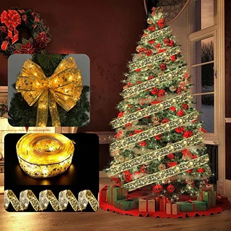 Yeouu | Enchanting Ribbon Fairy Lights – Christmas Tree Ornaments & Home Décor for a Magical New Year’s Celebration!