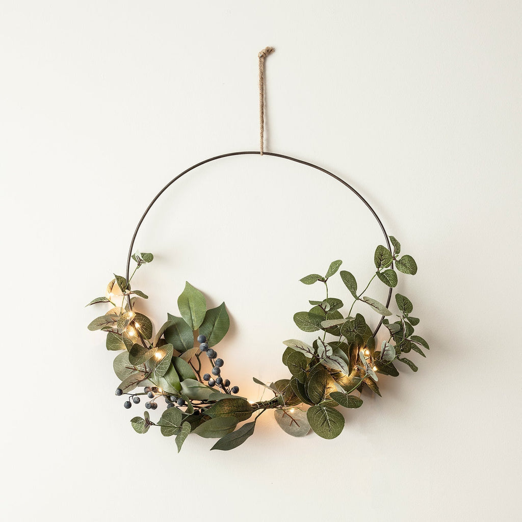 Yeouu | Christmas Wreath Eucalyptus LED Lights