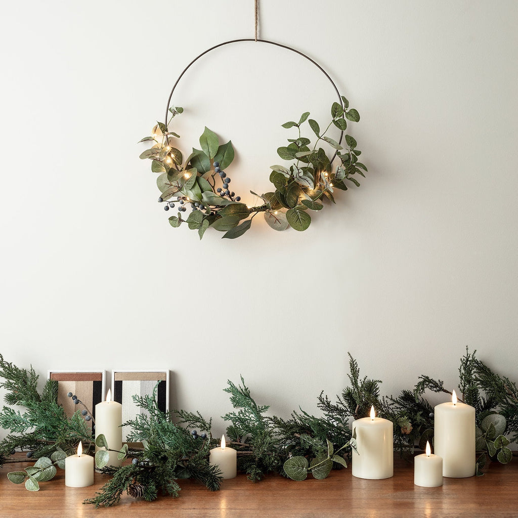 Yeouu | Christmas Wreath Eucalyptus LED Lights
