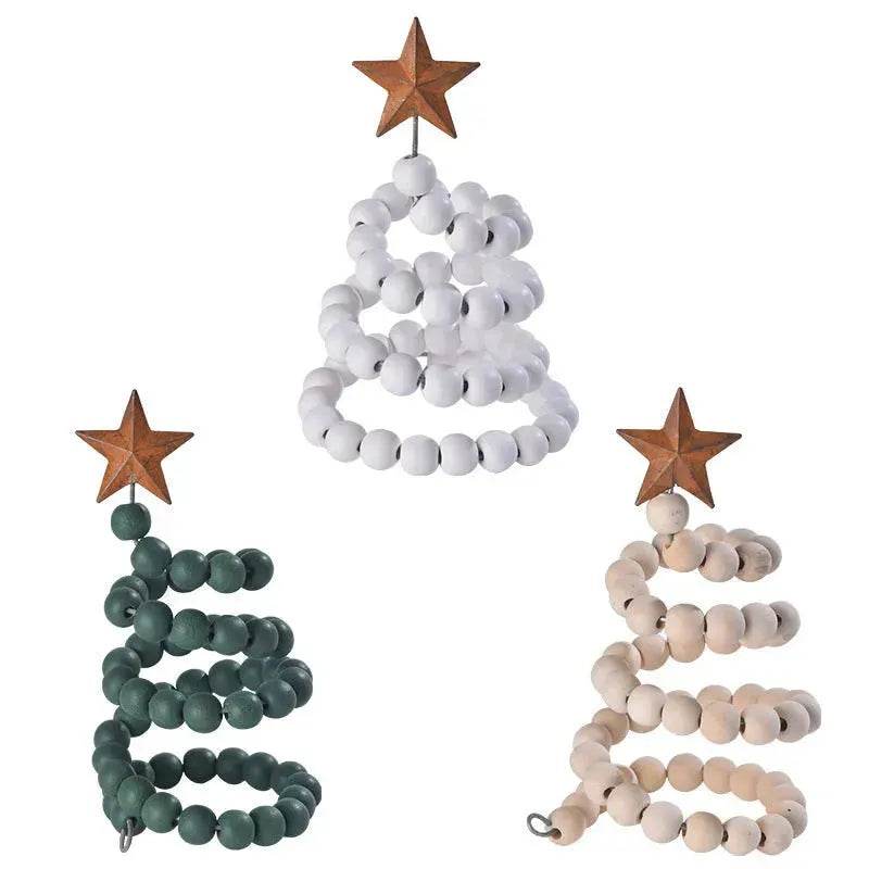 Yeouu | Creative Wooden  DIY Twine Wooden Bead Christmas Tree decorations Ornaments