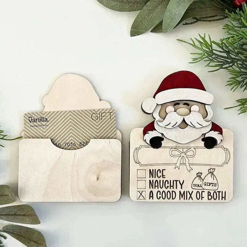 Yeouu | Wooden Cute Santa Claus Cash And Gifts Card Clamp Creative Christmas Decoration Ornaments