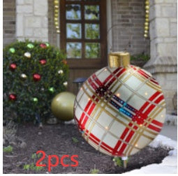 Yeouu | Inflatable Christmas Ball Outdoor Decoration 60cm – Weather Resistant PVC Christmas Decoration