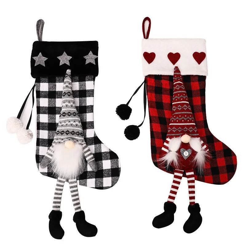 Yeouu | Red And Black Plaid Hanging Feet Stockings Christmas