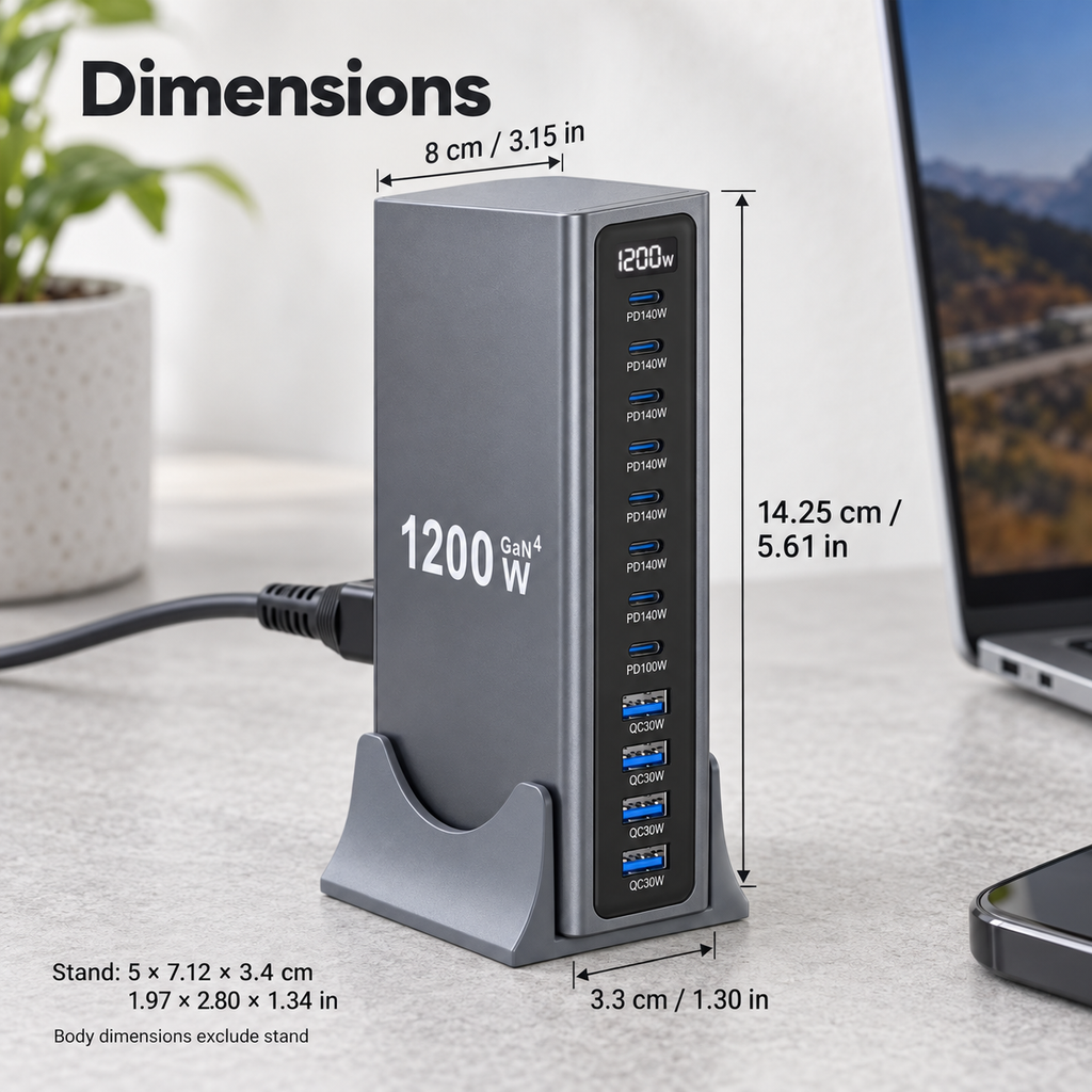 One Outlet Multi-Device Desktop Charging Station