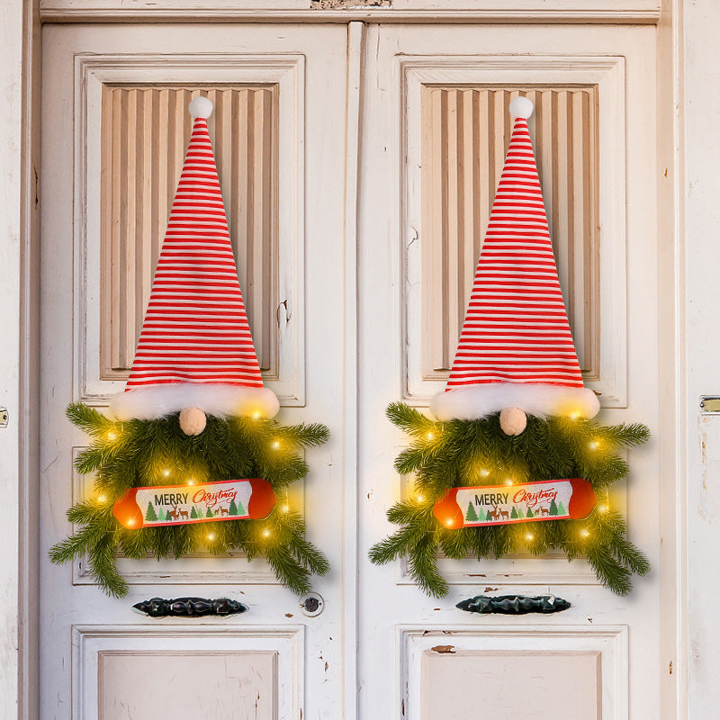 Yeouu | Glowing Christmas Wreath Upside Down Tree Stripes A Tall Hat