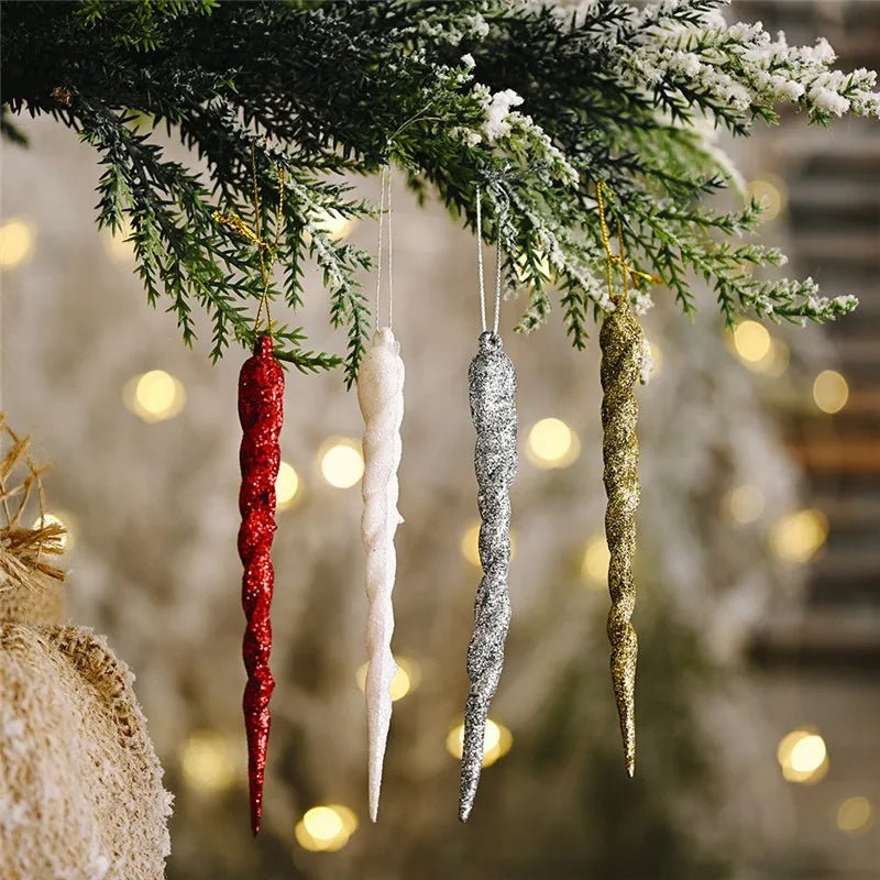 Yeouu | Faux Icicle Christmas Ornaments Set– Winter Wonderland Tree Decorations for Parties & New Year Charm