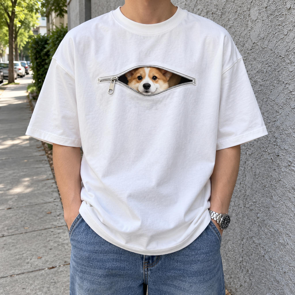 Hidden Puppy Zipper Sweatshirt