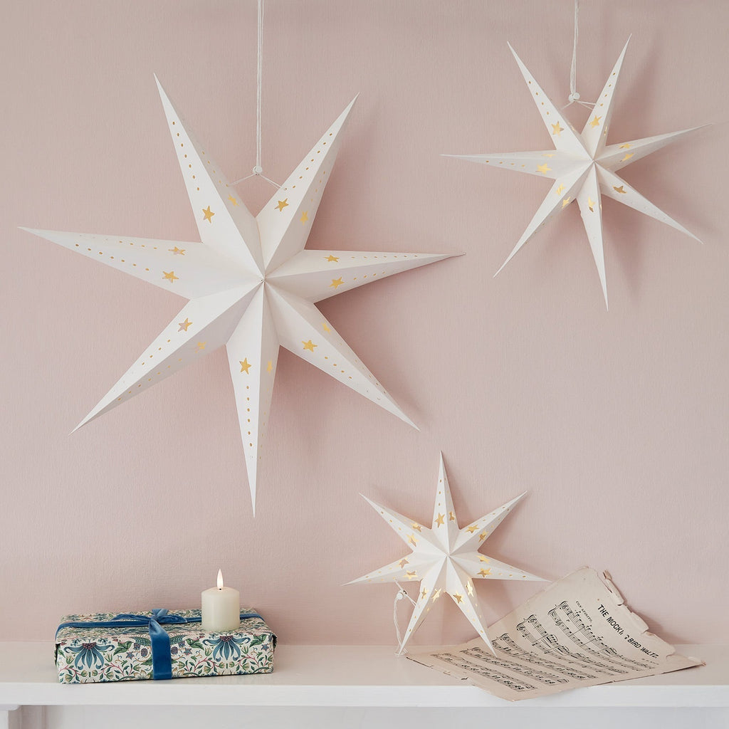 Yeouu | Christmas Decorations Paper Star Light Set