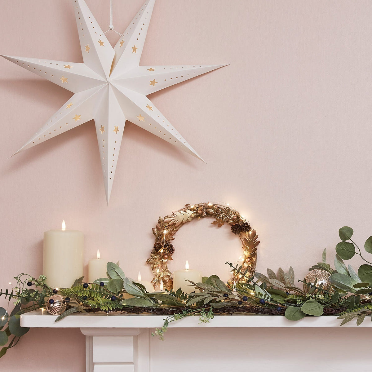 Yeouu | Christmas Decorations Paper Star Light Set