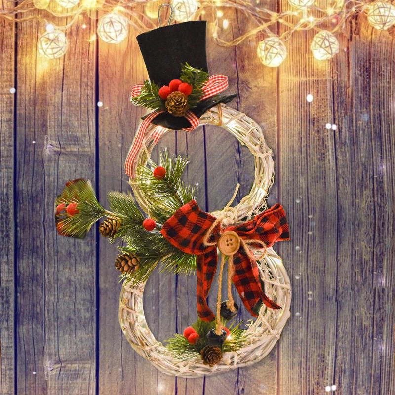 Yeouu | Christmas Wreath Rustic Snowman LED Decoration
