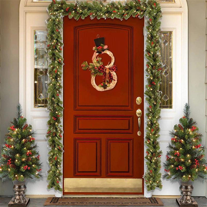 Yeouu | Christmas Wreath Rustic Snowman LED Decoration