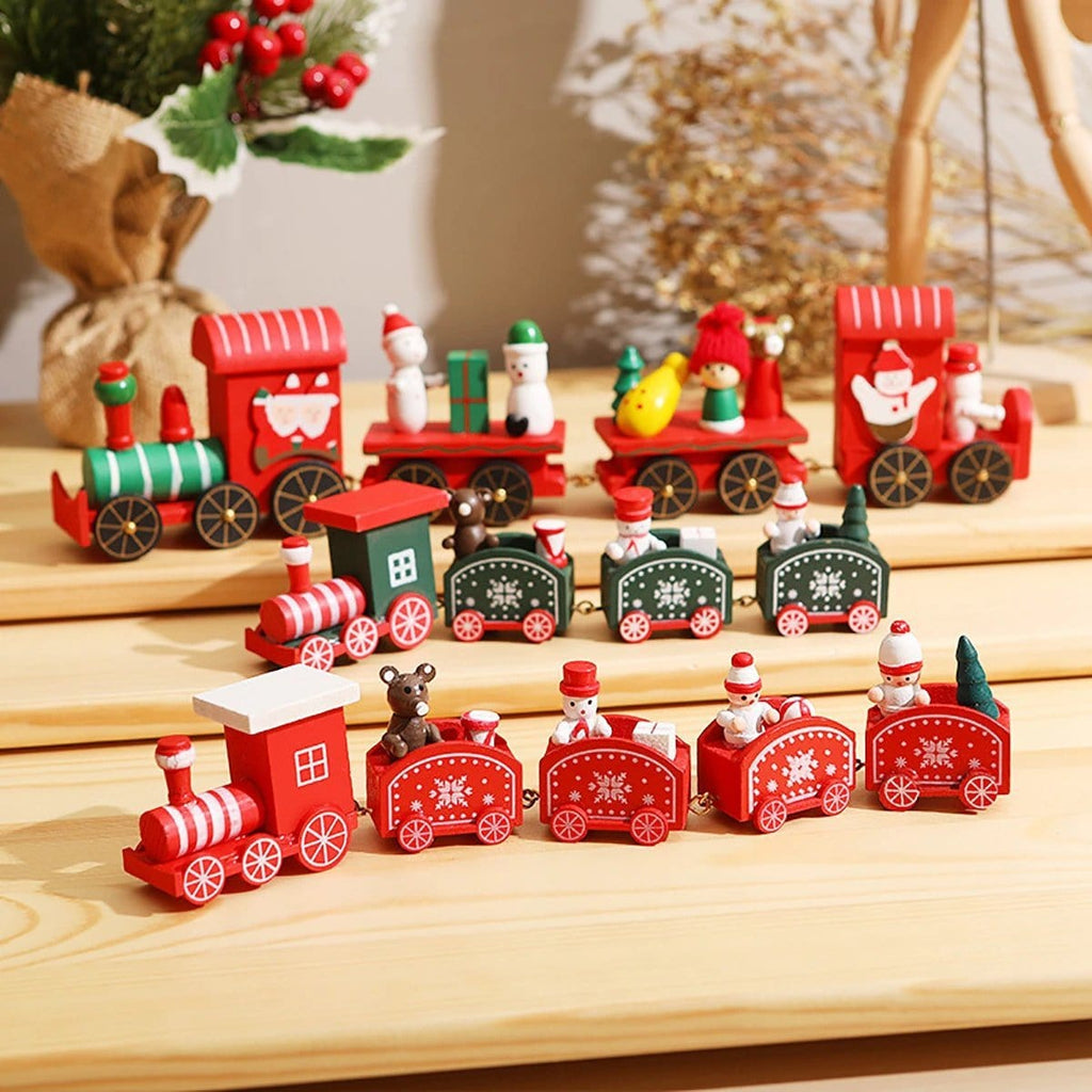 Yeouu | Christmas Wooden Train Decoration Ornament Set