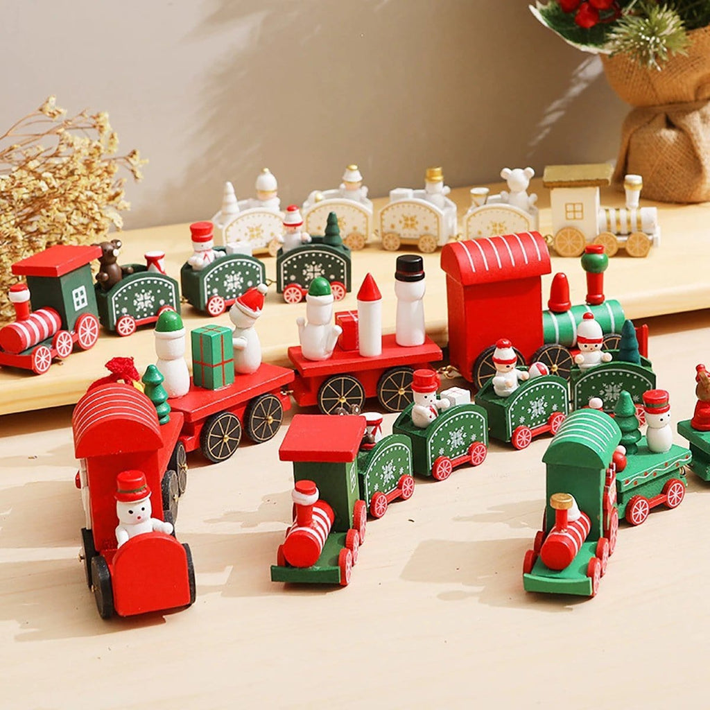 Yeouu | Christmas Wooden Train Decoration Ornament Set