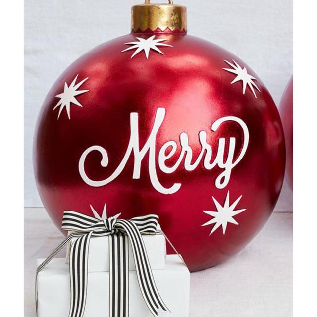 Yeouu | Giant Inflatable Christmas Ornament, 24 Inch Christmas Ball Outdoor Holiday Yard Lawn Porch Decor