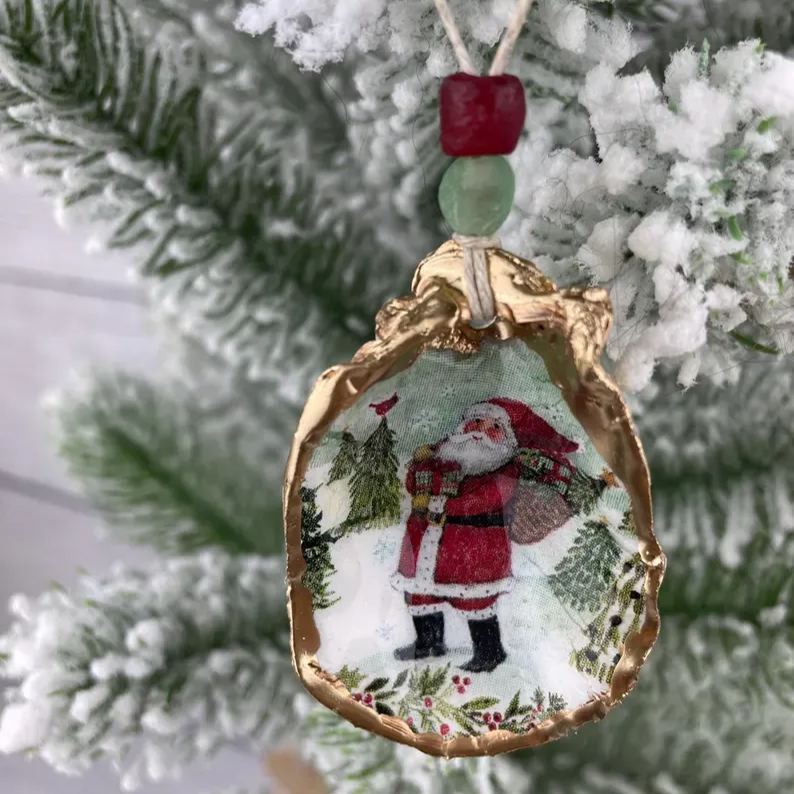 Christmas Oyster Shell Ornament