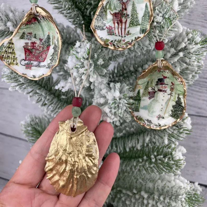 Christmas Oyster Shell Ornament