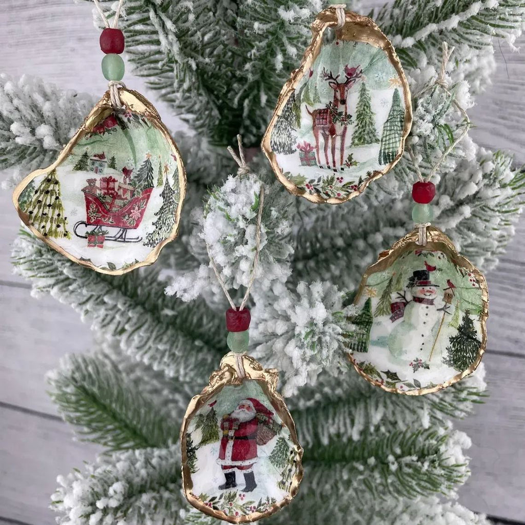 Christmas Oyster Shell Ornament