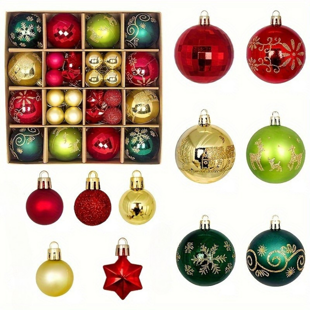 Yeouu | Christmas Tree Baubles Set – Plastic Hanging Ornaments