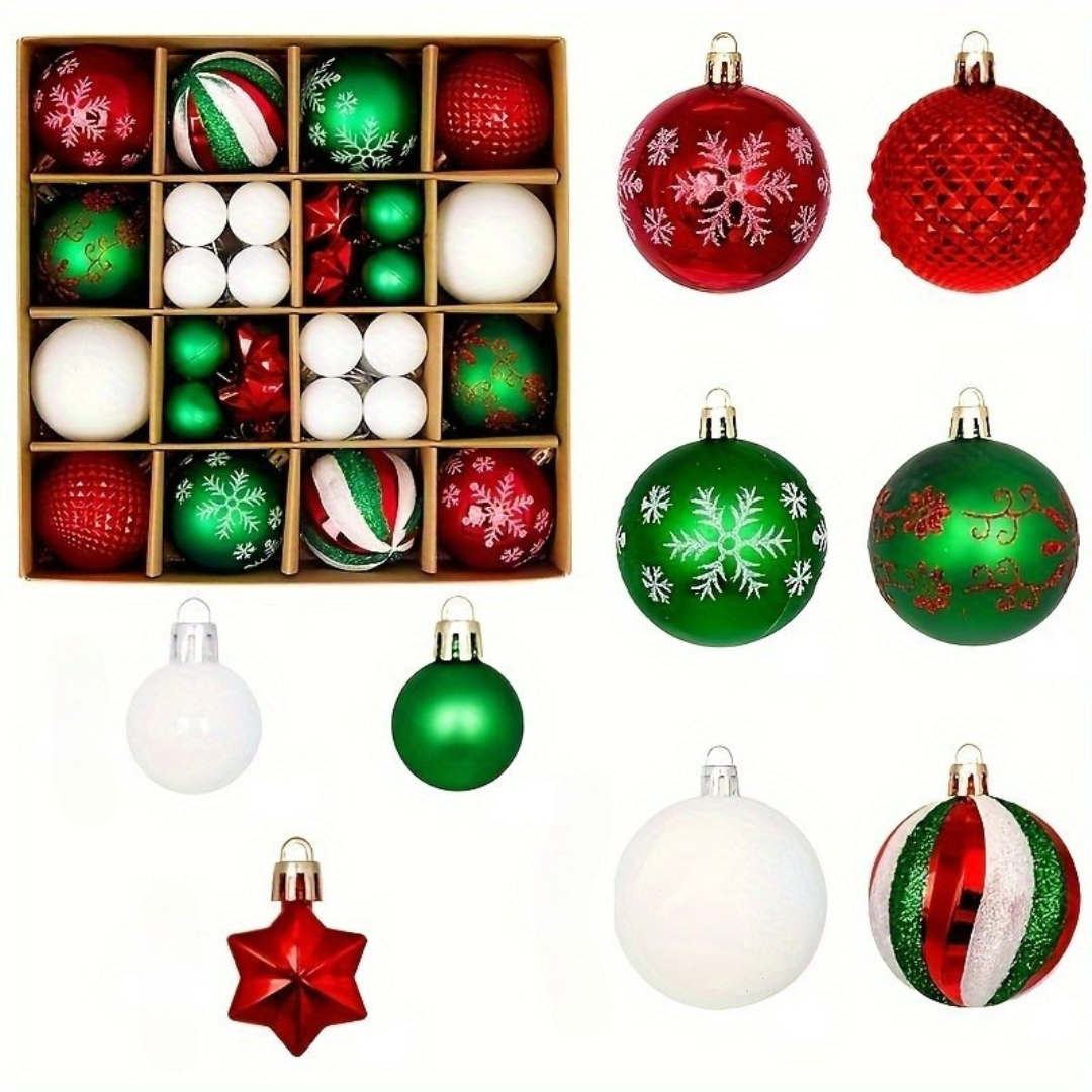 Yeouu | Christmas Tree Baubles Set – Plastic Hanging Ornaments