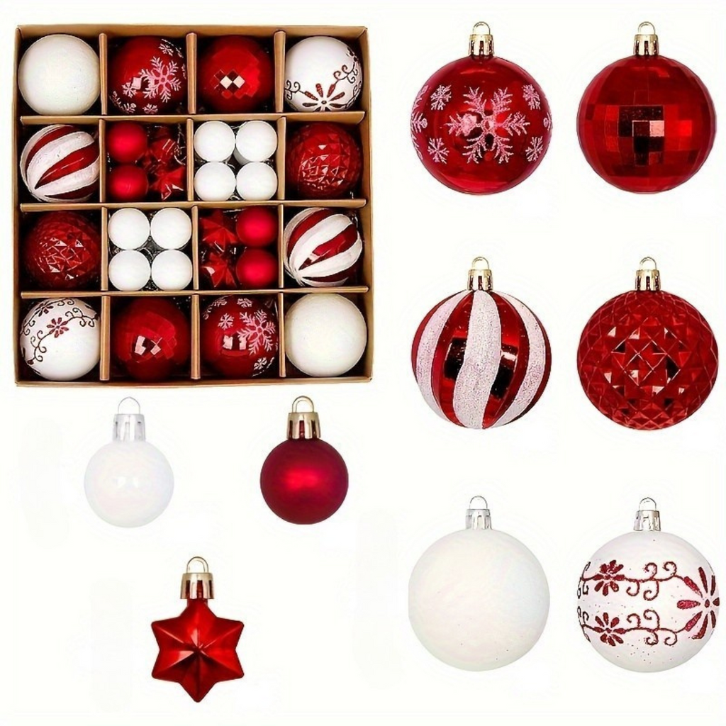 Yeouu | Christmas Tree Baubles Set – Plastic Hanging Ornaments
