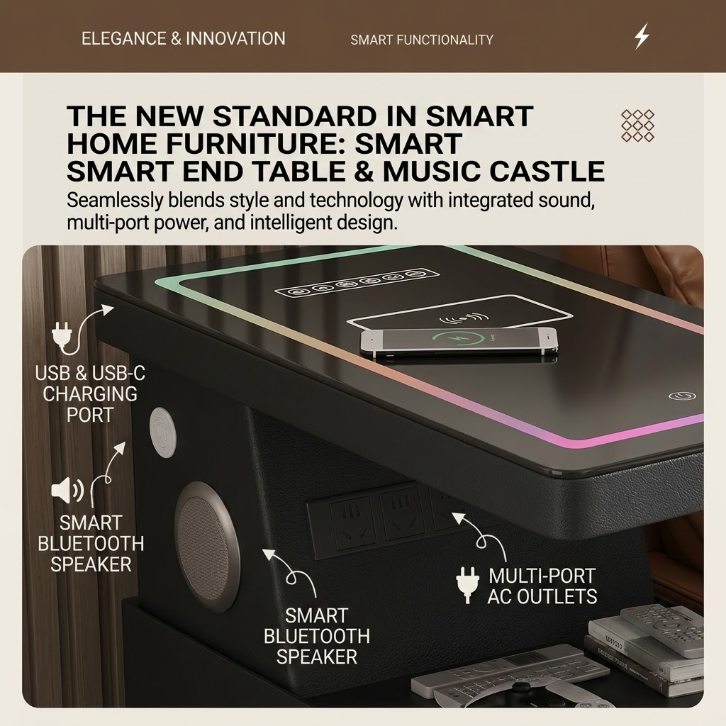 Drop Zone Smart Rolling Charging Storage Side Table