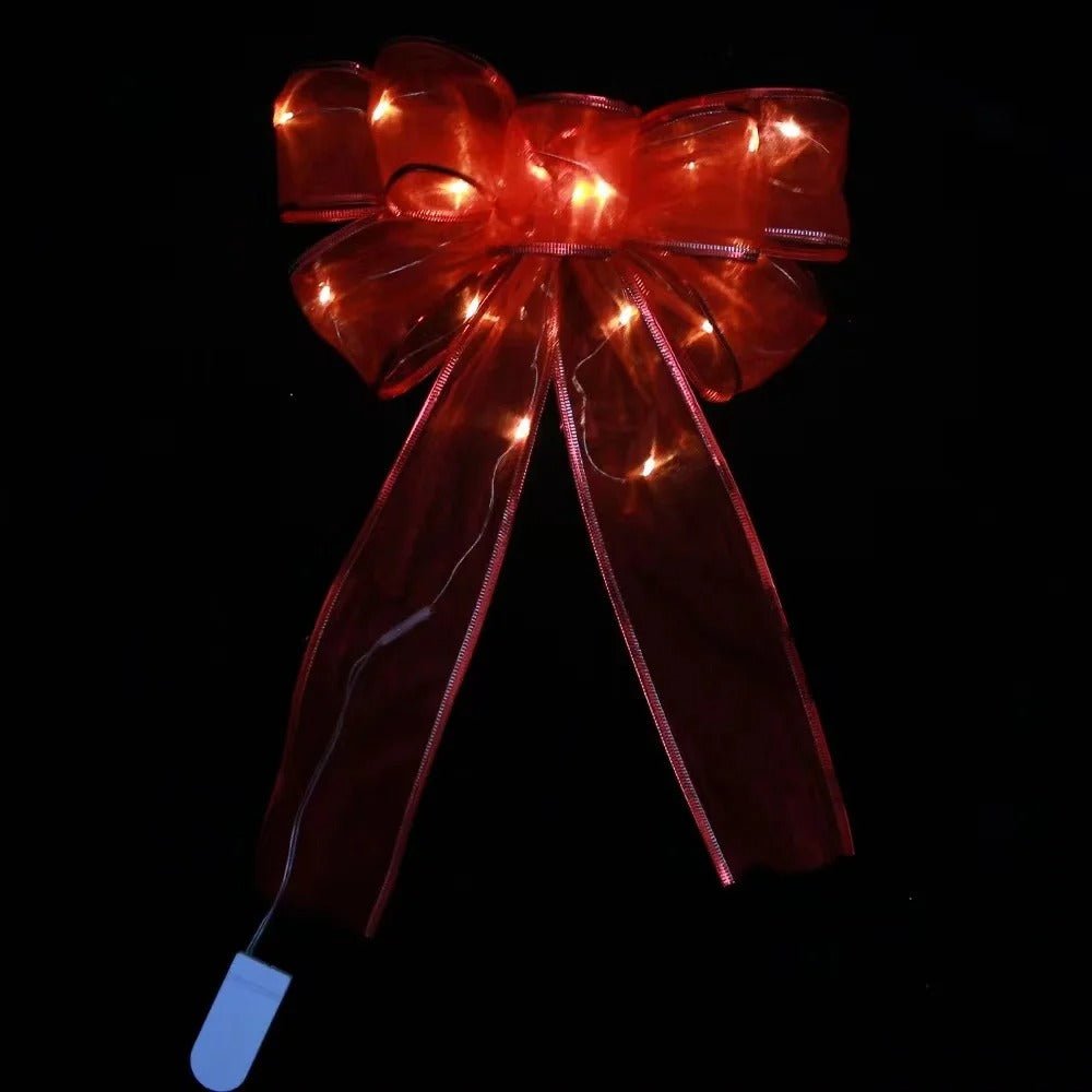 Yeouu | Large Printed Light Up Christmas Bow - Christmas Tree Hanging Decoration Light up Christmas Bows