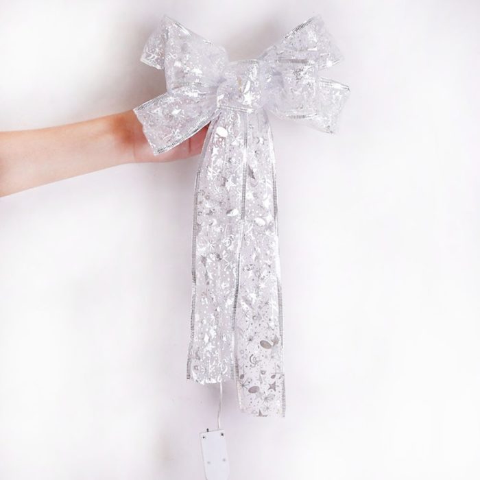 Yeouu | Large Printed Light Up Christmas Bow - Christmas Tree Hanging Decoration Light up Christmas Bows