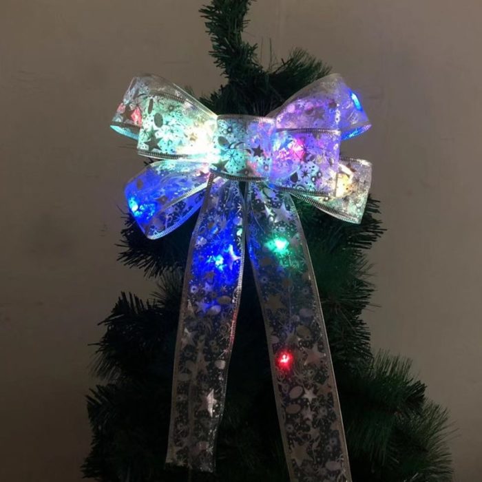 Yeouu | Large Printed Light Up Christmas Bow - Christmas Tree Hanging Decoration Light up Christmas Bows