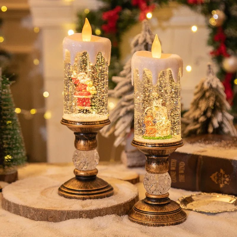 Yeouu | LED Christmas Candle Lights with Dreamy Snowflake Music Box