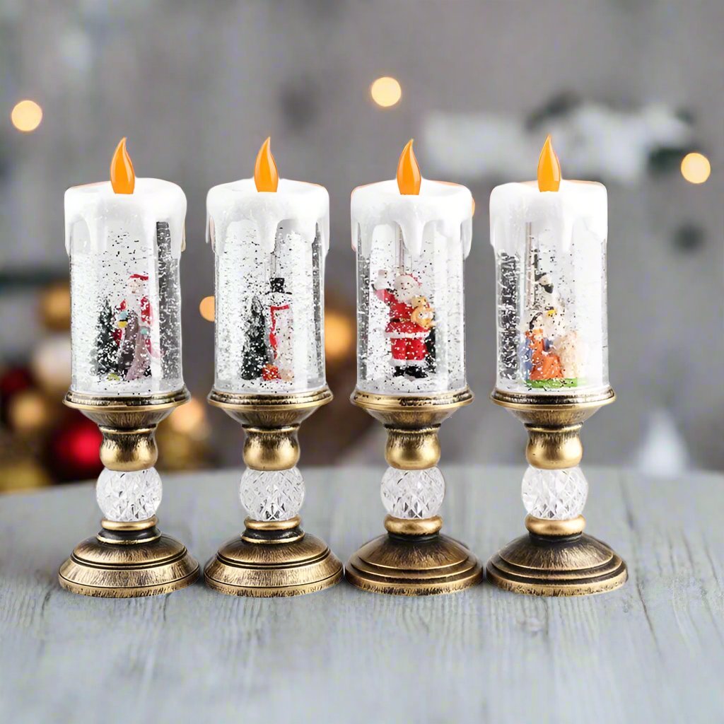 Yeouu | LED Christmas Candle Lights with Dreamy Snowflake Music Box