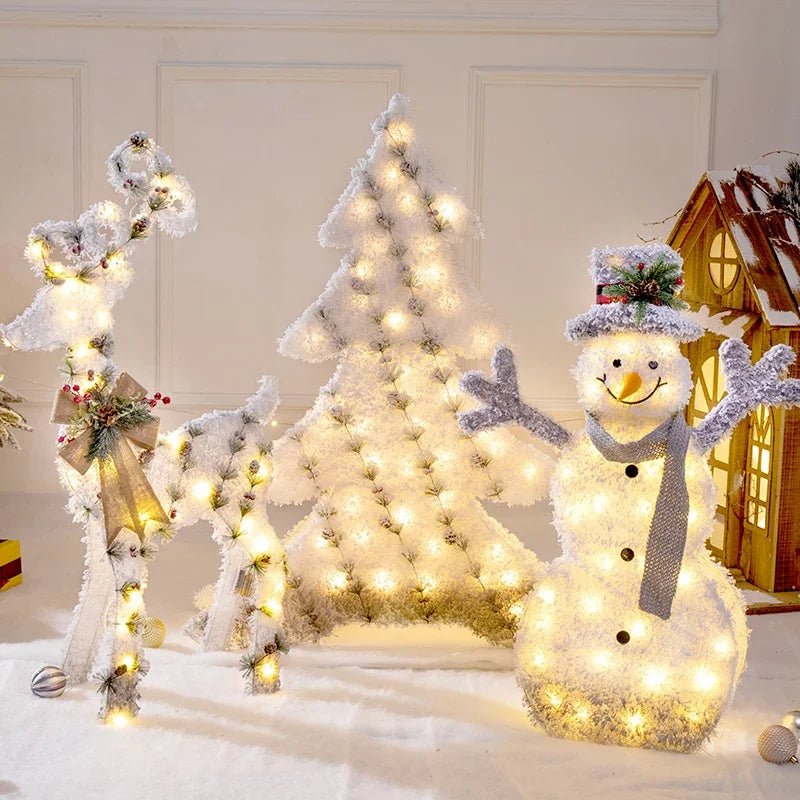 Yeouu | LED Christmas Christmas Tree, Snowman or Gift Box Decoration – Snowman & Fawn Tree Decorations, Perfect Holiday Ornaments & New Year Gifts