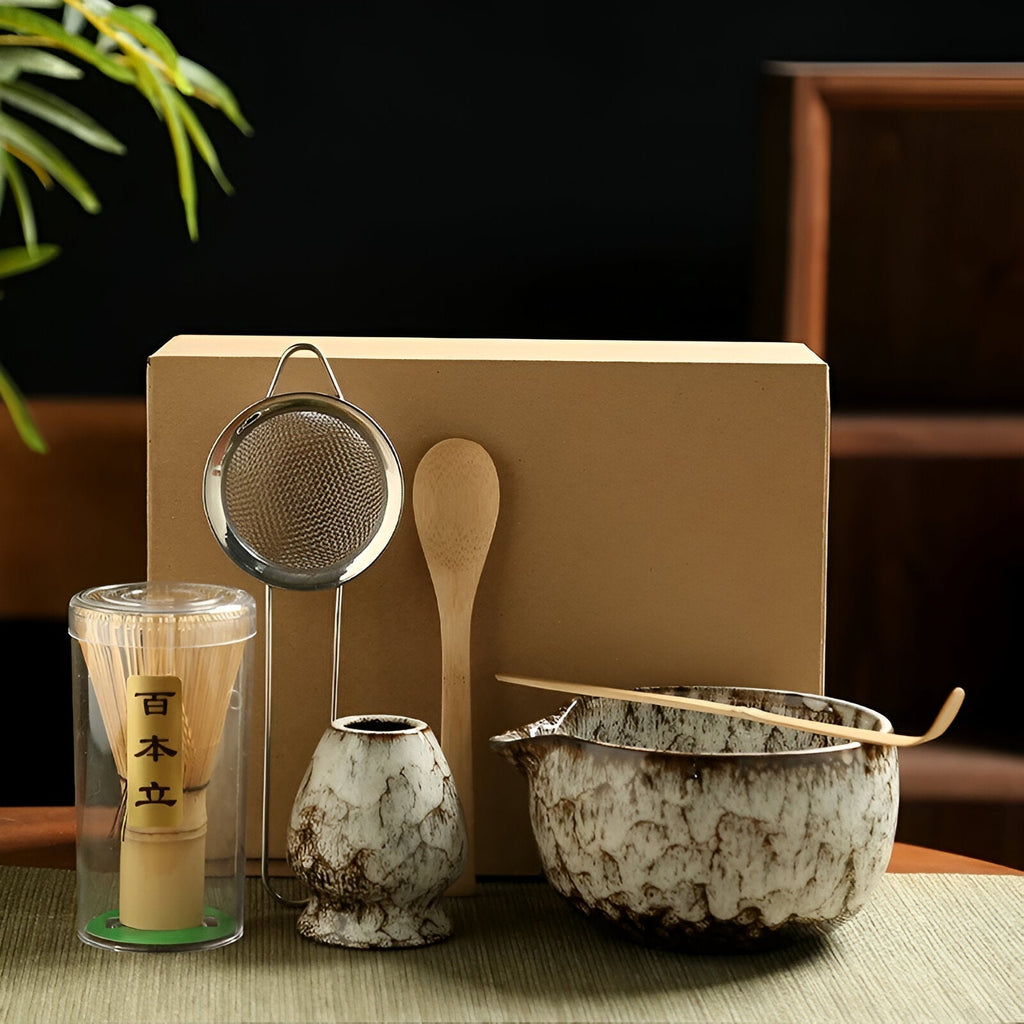 Yeouus | Traditional Matcha Tea Set – 6-Piece Authentic Japanese Matcha Kit – Premium Bamboo & Ceramic