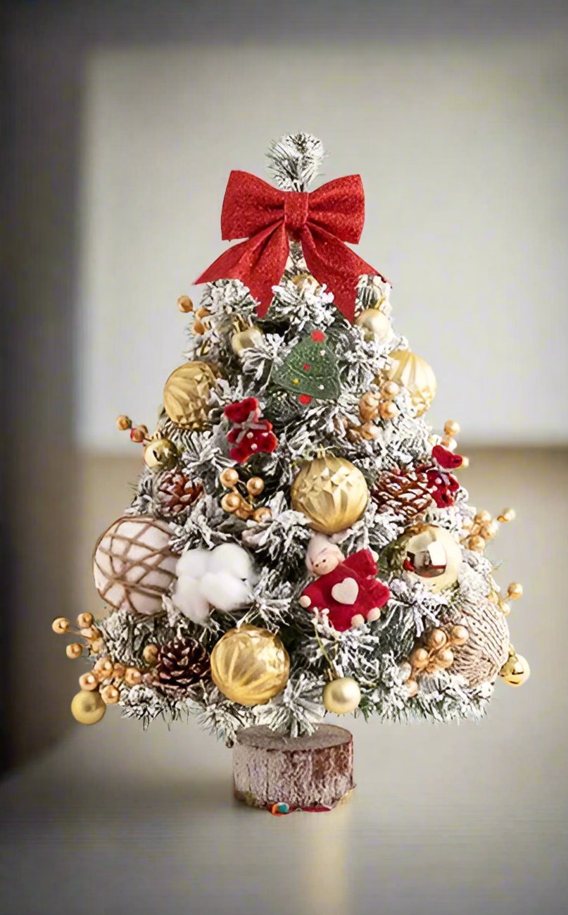 Yeouu | Mini Tabletop Christmas Tree with LED Lights – 45CM Festive Decor for Home, Office & Parties