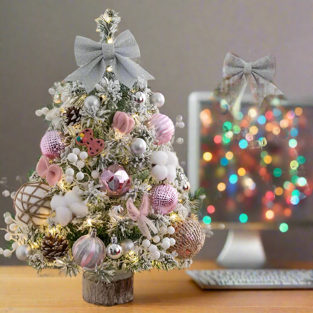 Yeouu | Mini Tabletop Christmas Tree with LED Lights – 45CM Festive Decor for Home, Office & Parties