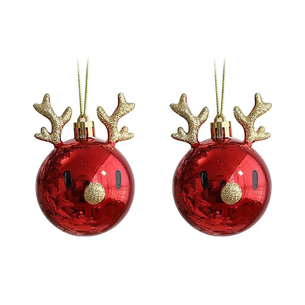 Yeouu | Red Christmas Ornament Balls with Charming Elk Scene – Festive Tree Pendants for Holiday Magic