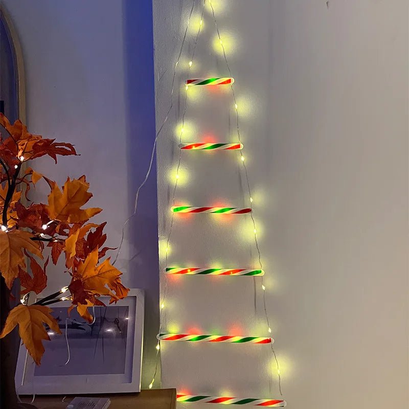 Yeouu | Santa Claus Climbing Ladder with LED String Lights – Festive Christmas Decor for Home, Window & Tree