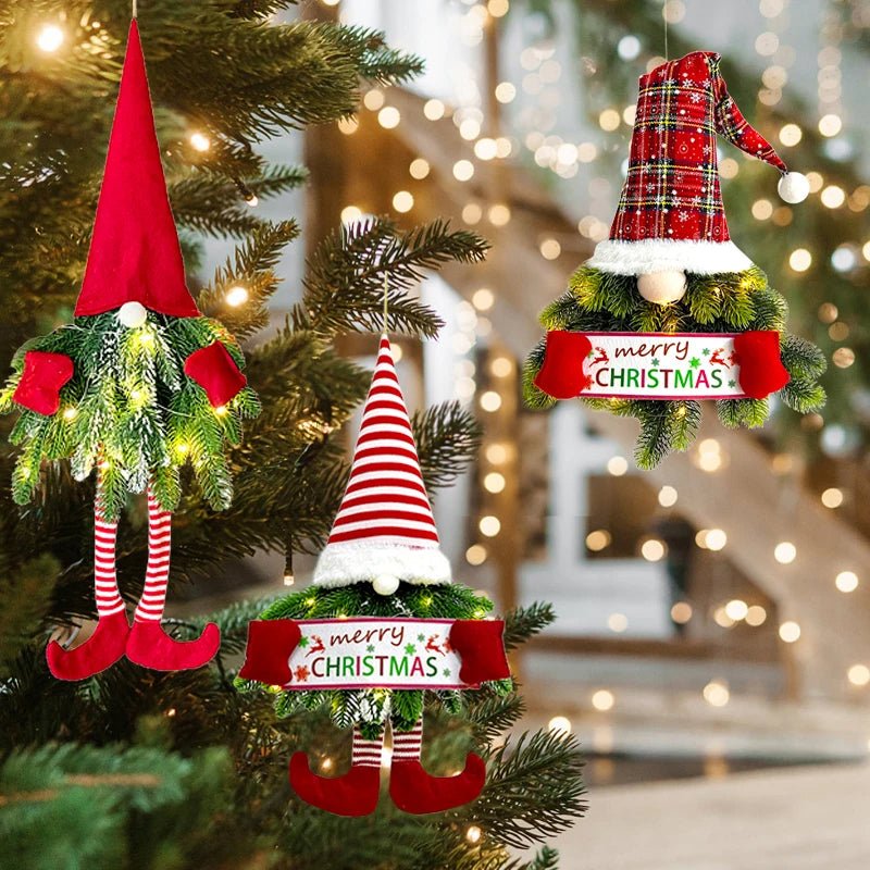 Yeouu | Santa Gnome with Christmas Wreath and Sparkling LED Lights – Perfect for Front Door, Wall, or Window Festive Magic