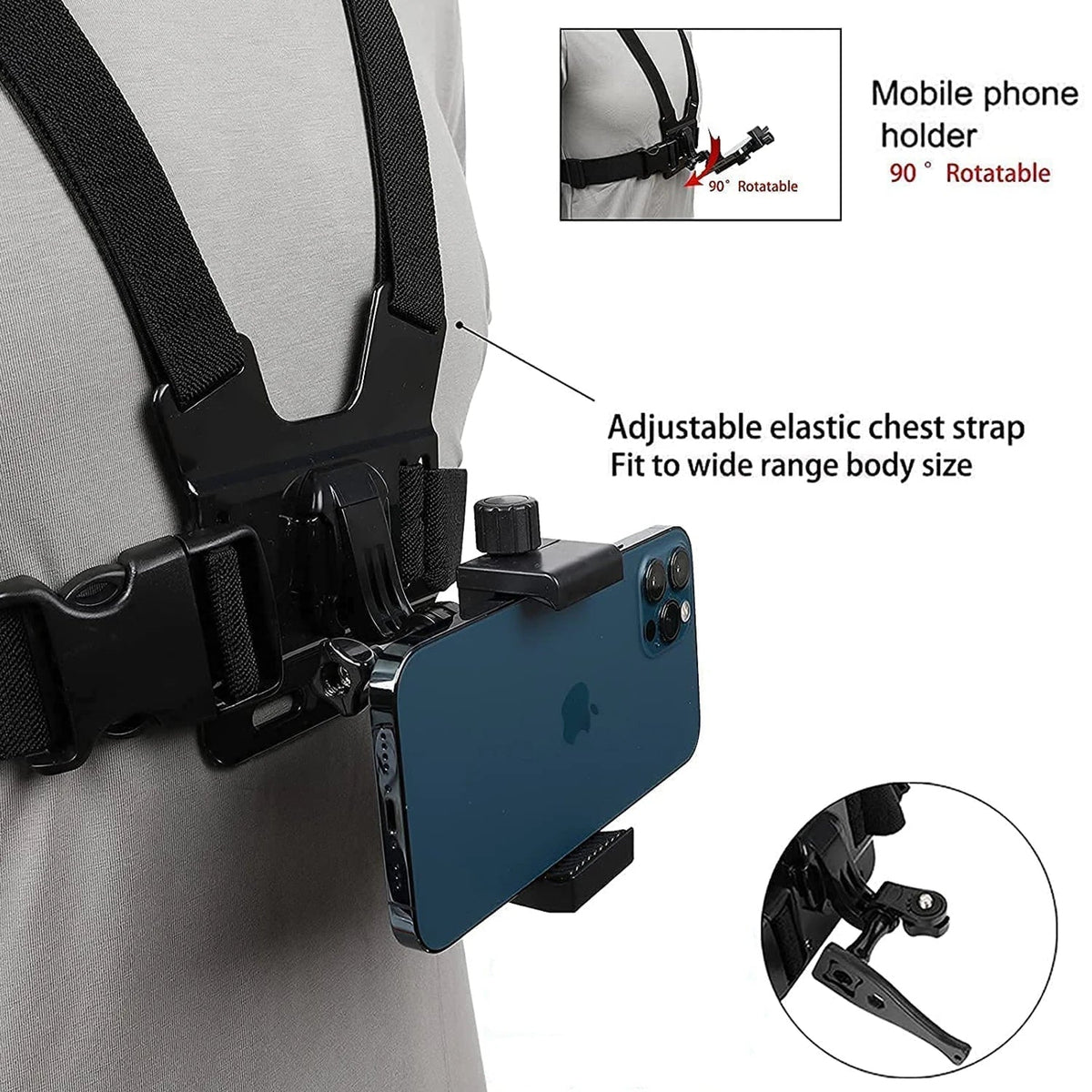 Rotating Chest Strap Hands-Free Phone Holder