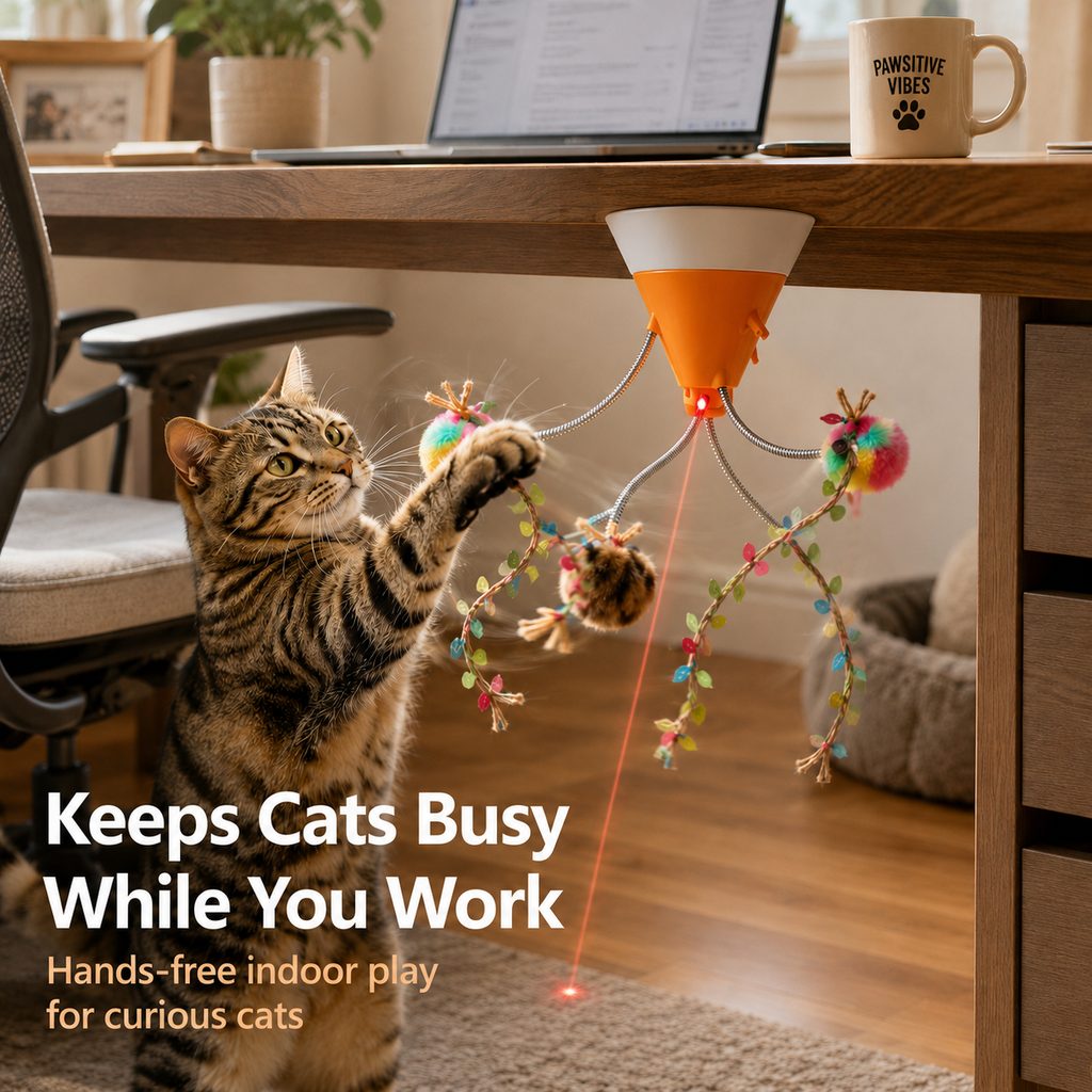 Yeouus MiaSpin 360 Magnetic Rotating Cat Teaser Toy for Indoor Cats - USB-C Hands-Free Play to Beat Boredom