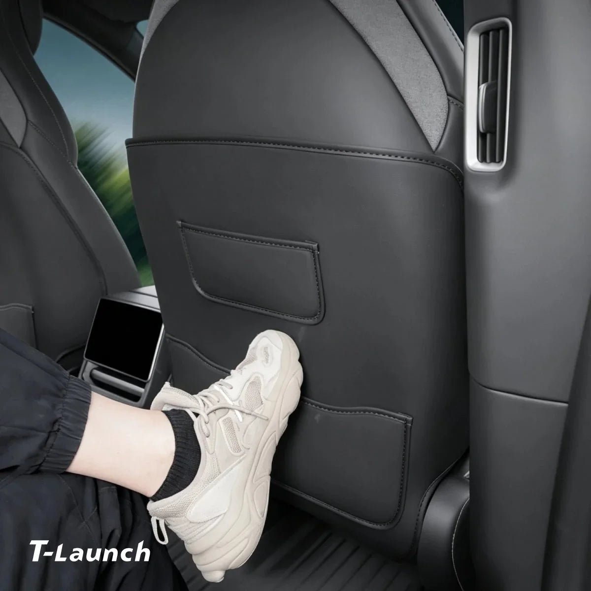 Nappa Leather Front Seat Back Kick Mats for Tesla Model Y L 2026+