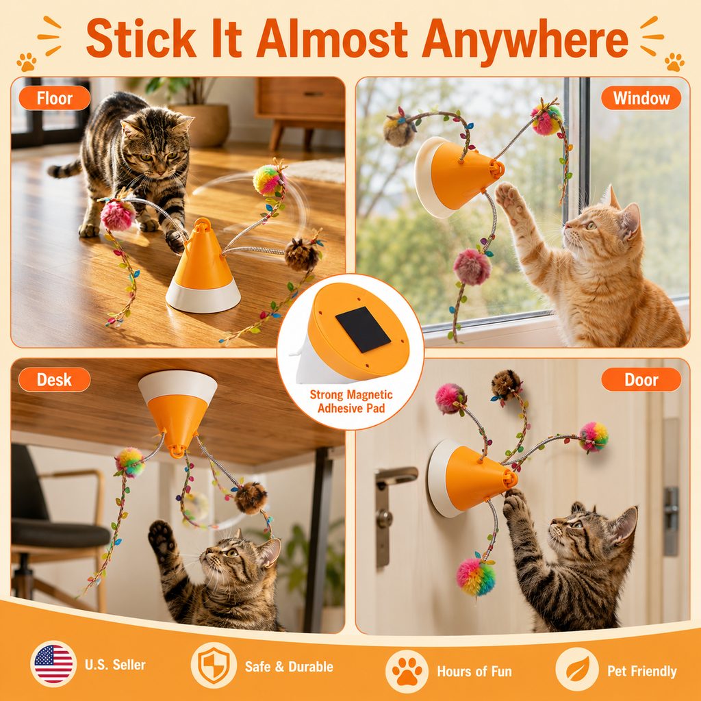 Yeouus MiaSpin 360 Magnetic Rotating Cat Teaser Toy for Indoor Cats - USB-C Hands-Free Play to Beat Boredom