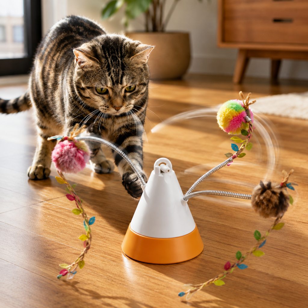 Yeouus MiaSpin 360 Magnetic Rotating Cat Teaser Toy for Indoor Cats - USB-C Hands-Free Play to Beat Boredom