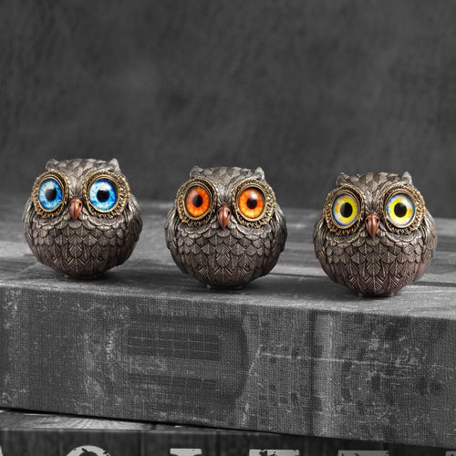 Bronze Owl Figurine for Shelf Desk Home Decor