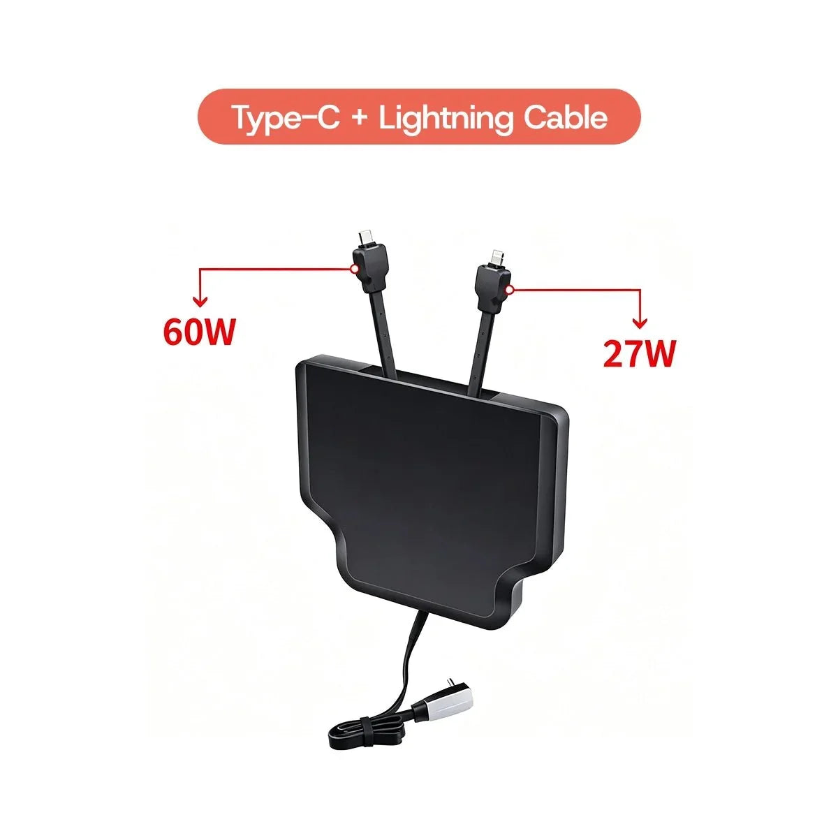 Armrest Retractable Charging Hub with Dual Cables for Tesla Model 3 2024+ / Model Y 2025+