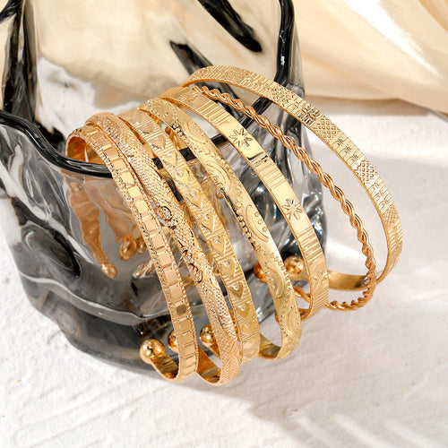 7pc Adjustable Textured Cuff Stack