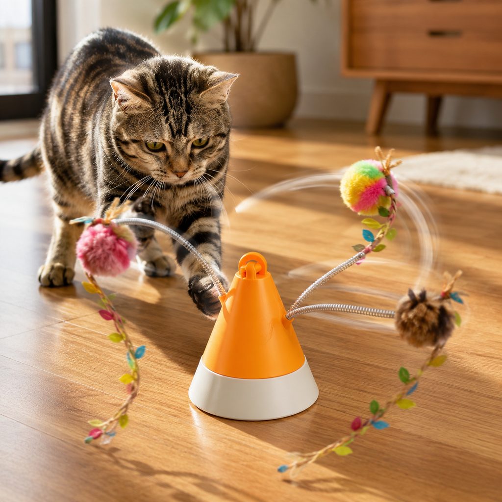 Yeouus MiaSpin 360 Magnetic Rotating Cat Teaser Toy for Indoor Cats - USB-C Hands-Free Play to Beat Boredom