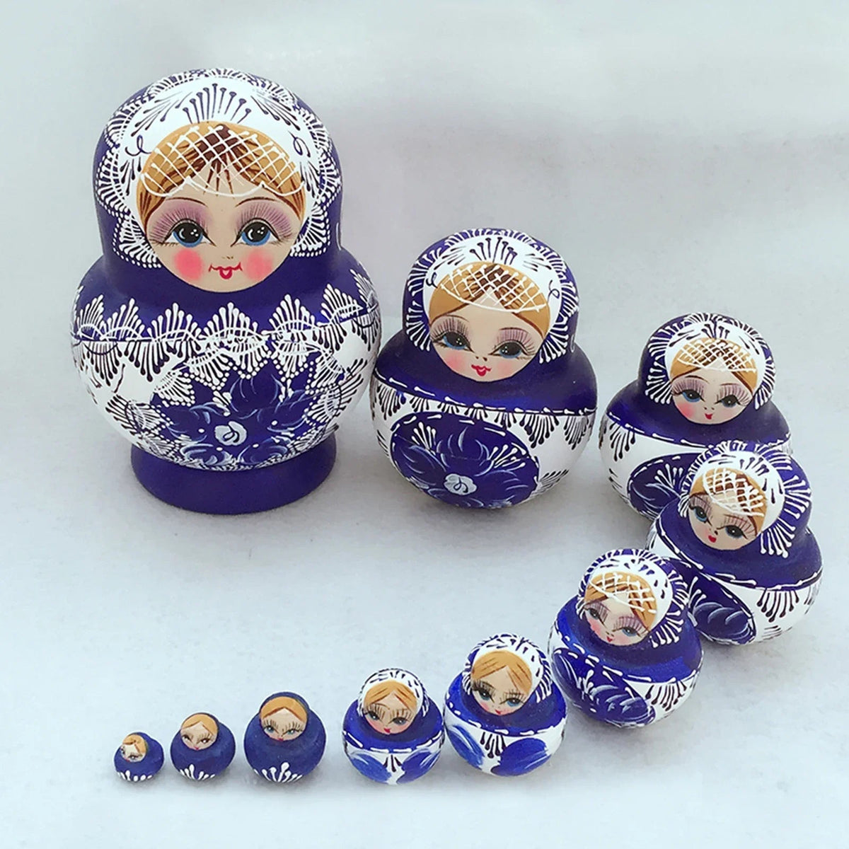 10-Piece Wooden Russian Matryoshka Doll Set for Cultural Decor and Gifts