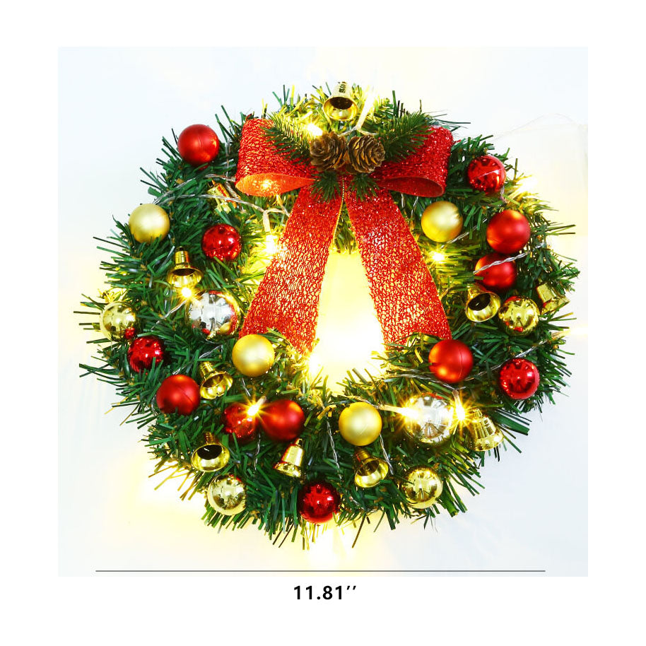 Yeouu | Christmas Wreath Branches Bells Christmas Lights String Decoration Lights